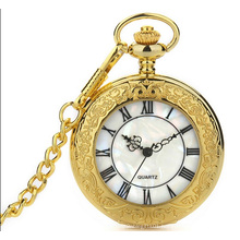 Fashion Design Quartz Movement Pocket Gift Golden Watch